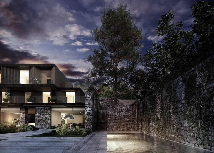 alt="Casa Fantini - Pella - Piero Lissoni - Vista notturna"