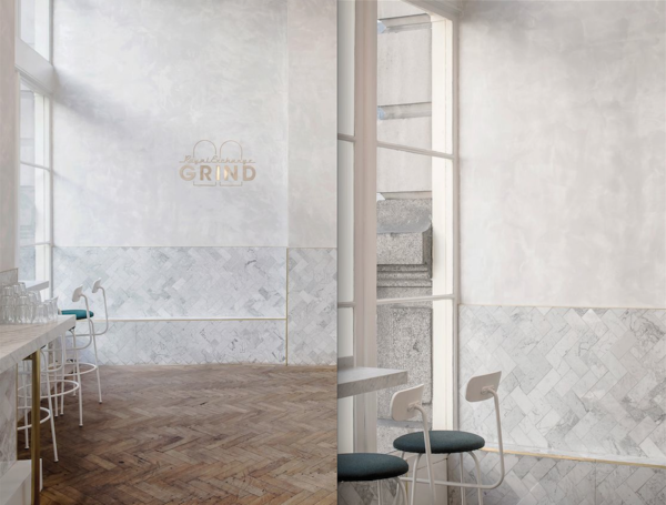 alt="marmo-newtrend-marbledesign-retaildesign-bar-biasol-grindroyalexchange-londra-interiordesign"