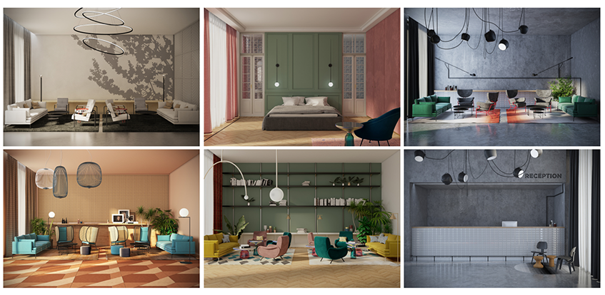 alt="Moodboard - IED 50 anni - La luna è una lampadina - Hospitality - Design hotel"