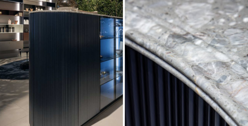alt: "materialiedesign-trend-cucine-cesar-tangram-lavorazione-groove-3d-anta-blu-eurocucina-salone-22-novità"