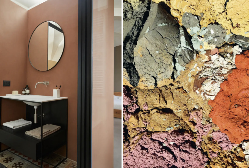 alt: "materialiedesign-bagno-colorato-matteo-brioni-terre-intonaco-colorato-naturale-casa-airbnb-1-euro-sambuca-sicilia-studio-didea"