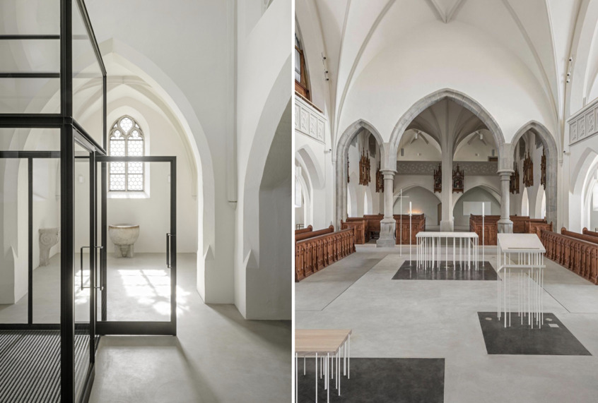 alt: "materialiedesign-neogotico-minimal-restauro-chiesa-architetto-Walter-Kräutler-altare-Sofie-Thor"