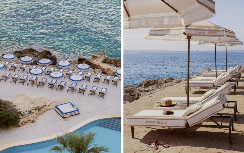 alt: "materialiedesign-spiaggia-firmata-alberta-ferretti-ombrelloni-maiorca"