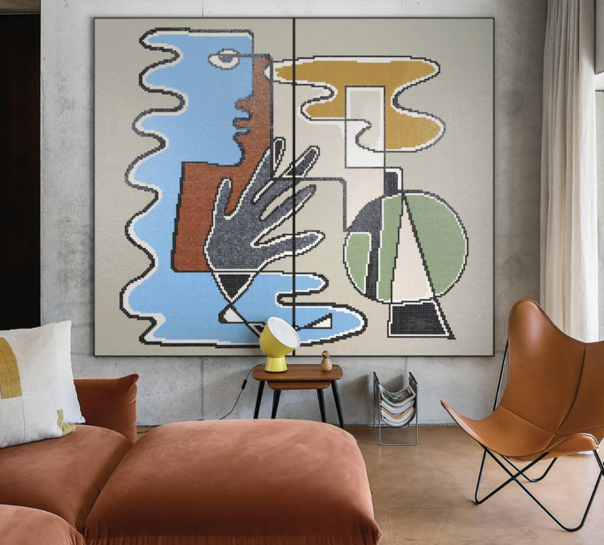 alt: "materialiedesign_vincent_Darré_Bisazza_collezione_mosaici_vetro_Calliope"