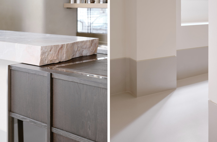 alt: "materialiedesign-doppia-aimstudio-claudiotognacca-teahouse-sala-pilates-milano-noi-bancone-dettaglio-marmo"