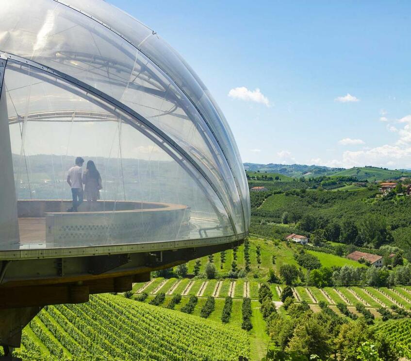 alt: "materialiedesign_ cantine_vini_architetture_design_visite_autunno_cerettoi_acino_architettura_trasparente_sulle_vigne"